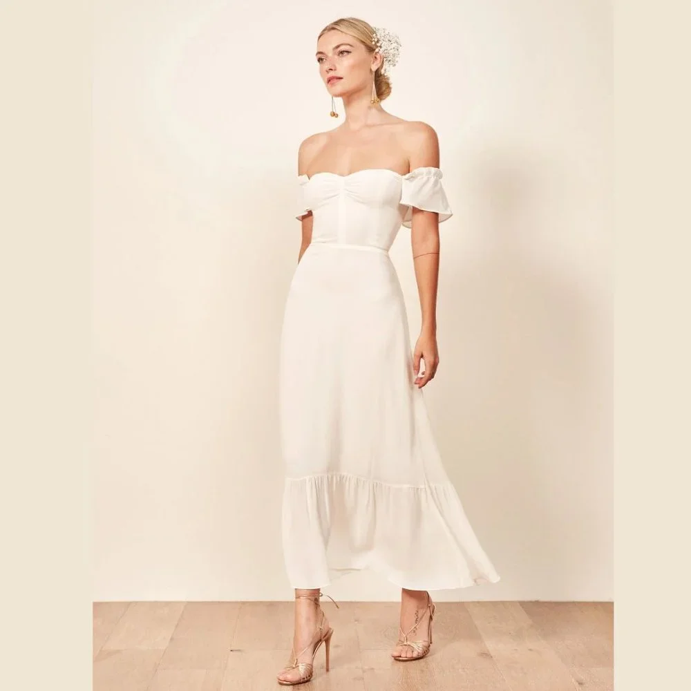 Reformation Butterfly Dress in Ivory - Picture 5 of 15